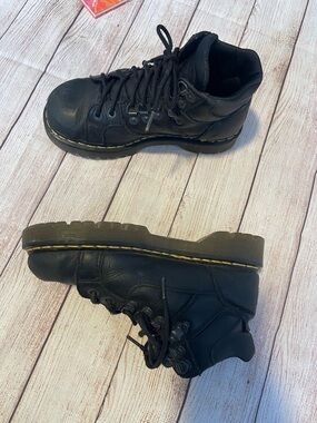 Dr. Martens Black Lace-Up Boots with Yellow Stitching